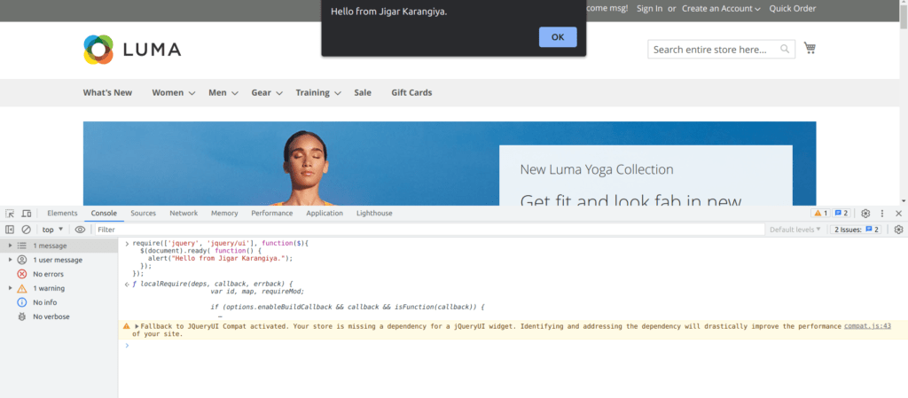 Demonstrating use of jQuery Library in browser console